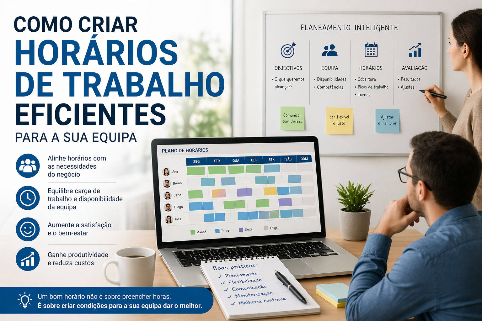 Como criar horários de trabalho eficientes para a sua equipa